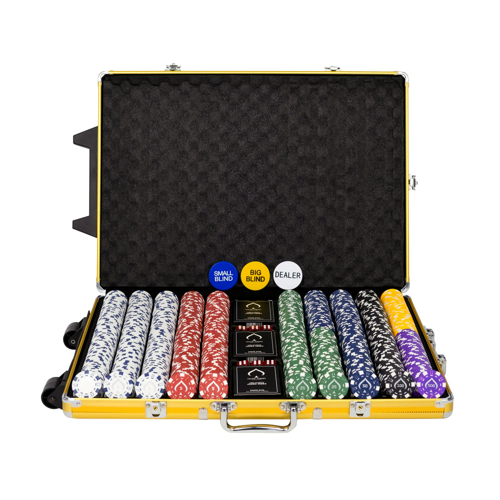 Golden Pokerset 1000 chips + Rolkoffer